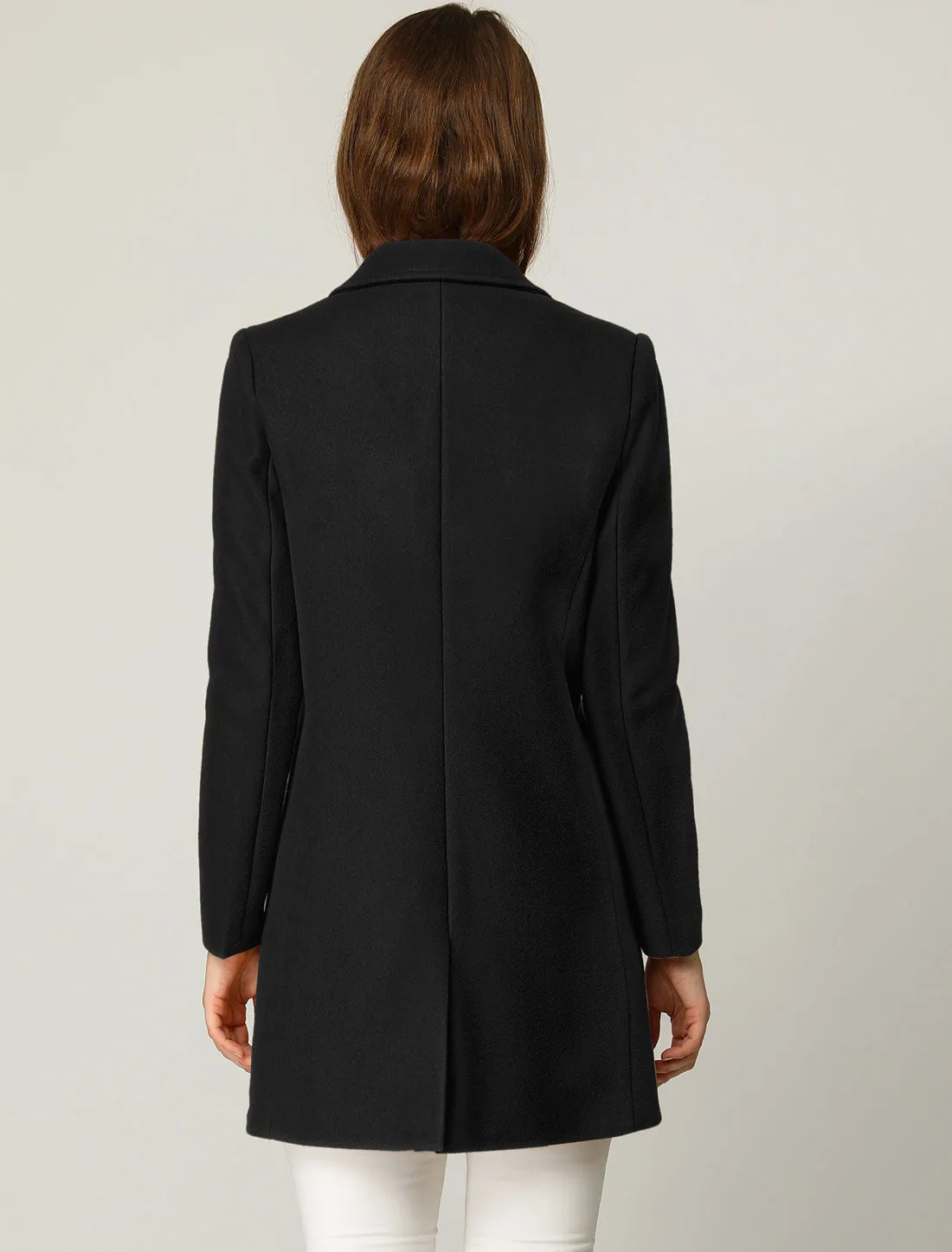 Classic Notched Lapel Long Sleeve Buttoned Coat