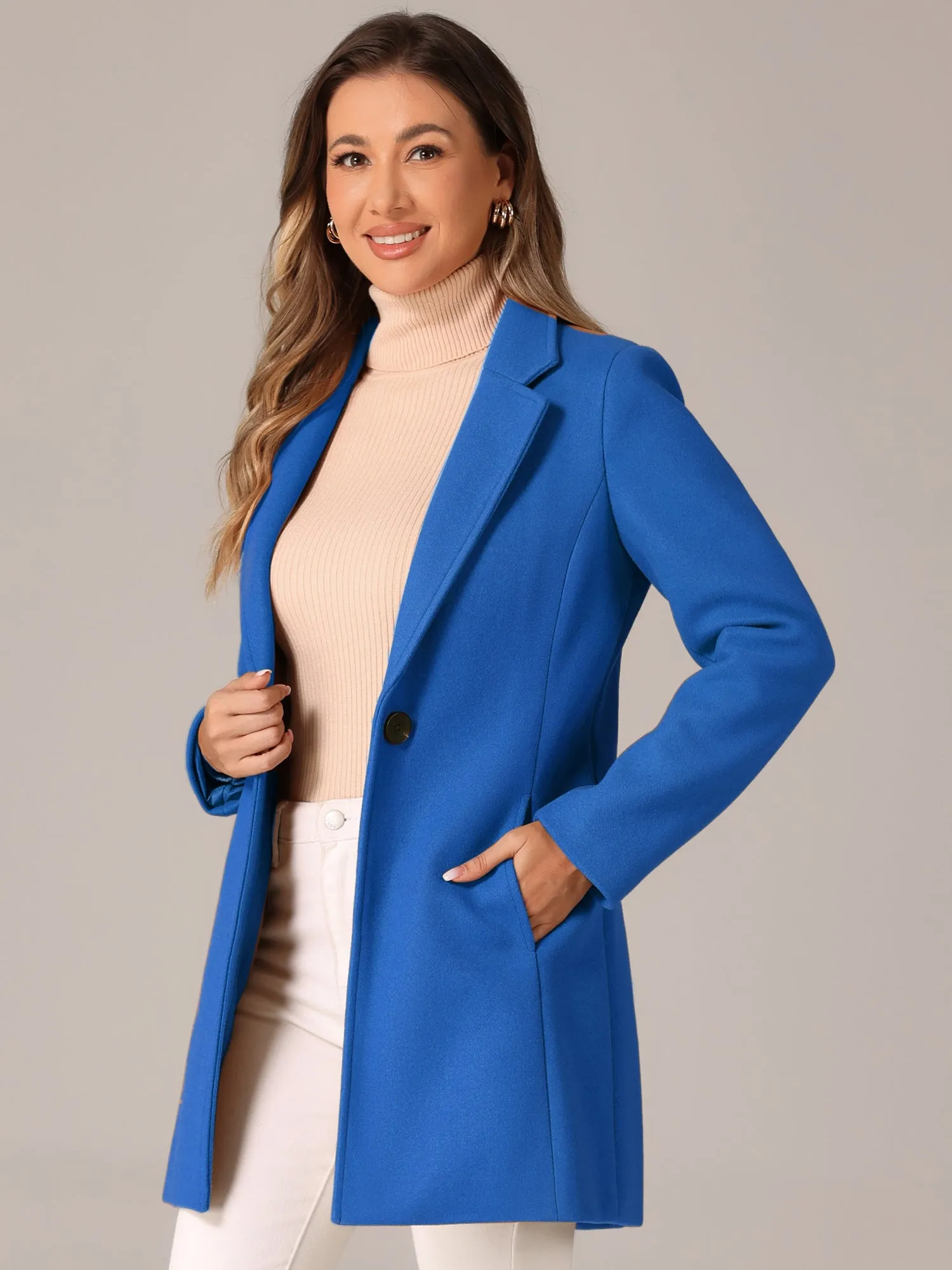 Classic Notched Lapel Long Sleeve Buttoned Coat