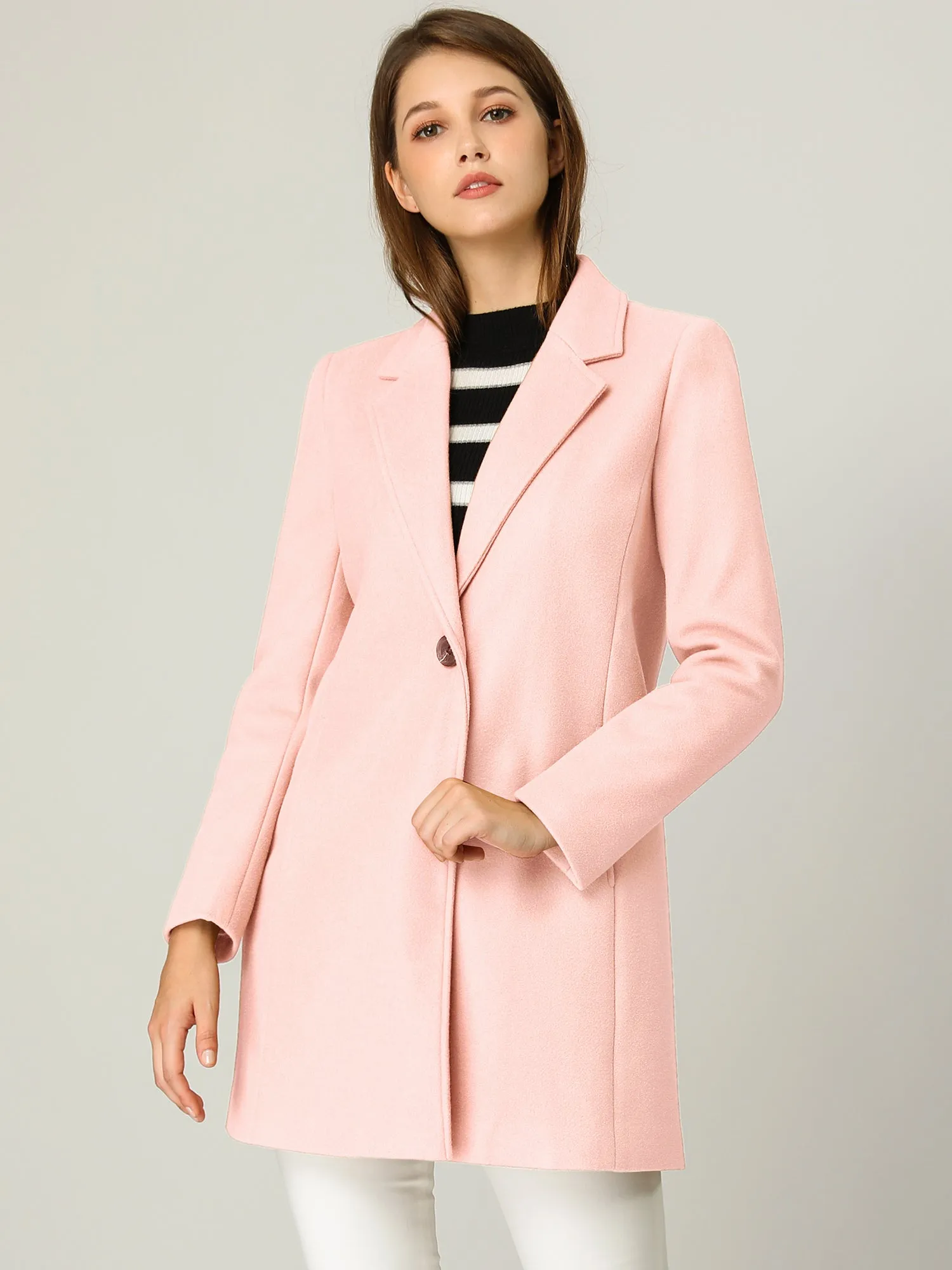 Classic Notched Lapel Long Sleeve Buttoned Coat