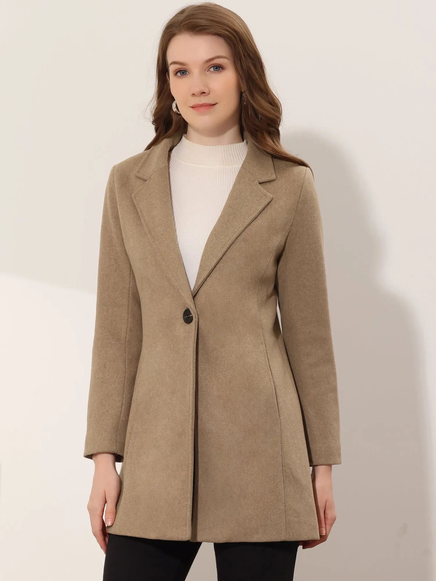 Classic Notched Lapel Long Sleeve Buttoned Coat