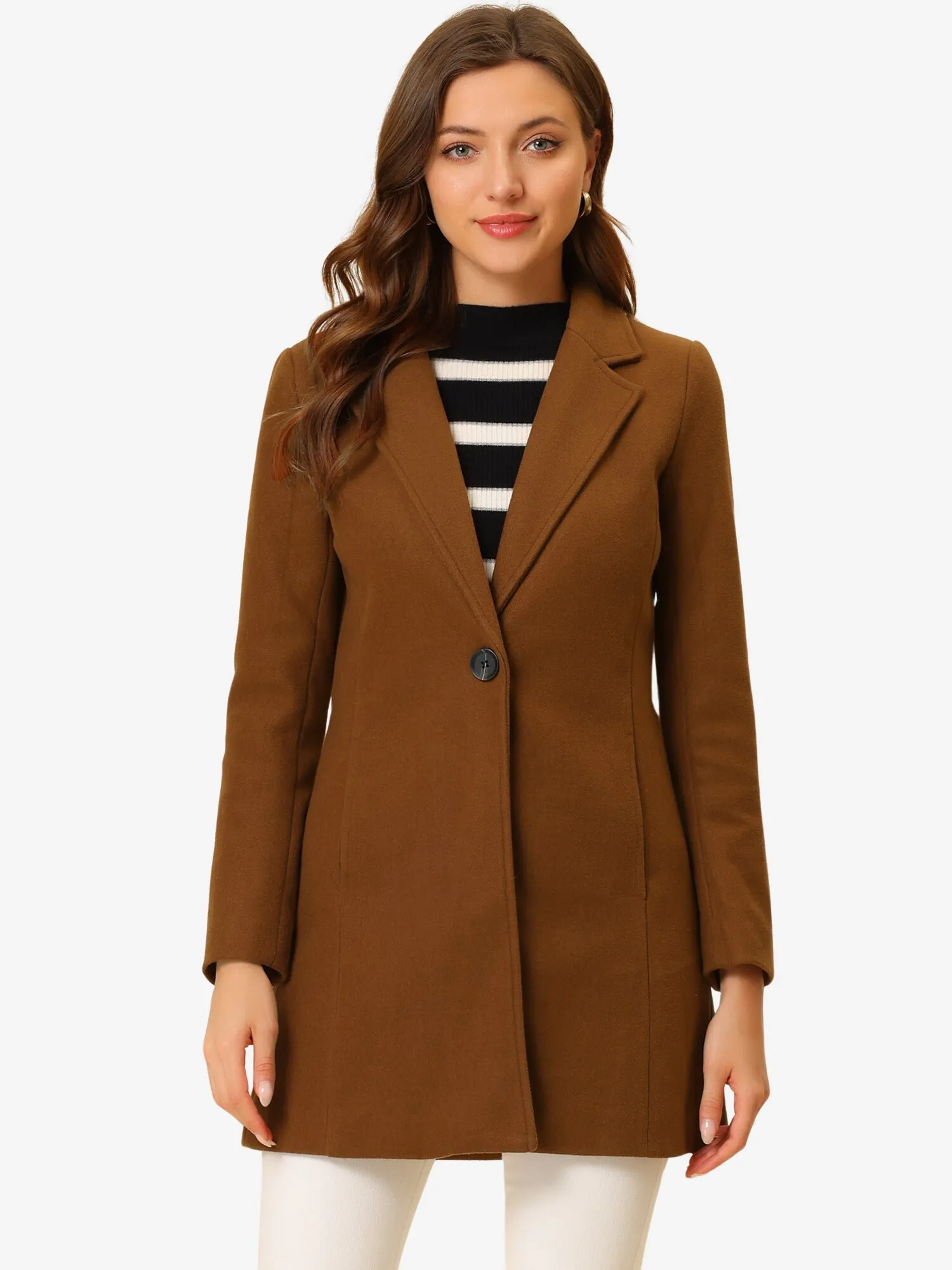 Classic Notched Lapel Long Sleeve Buttoned Coat