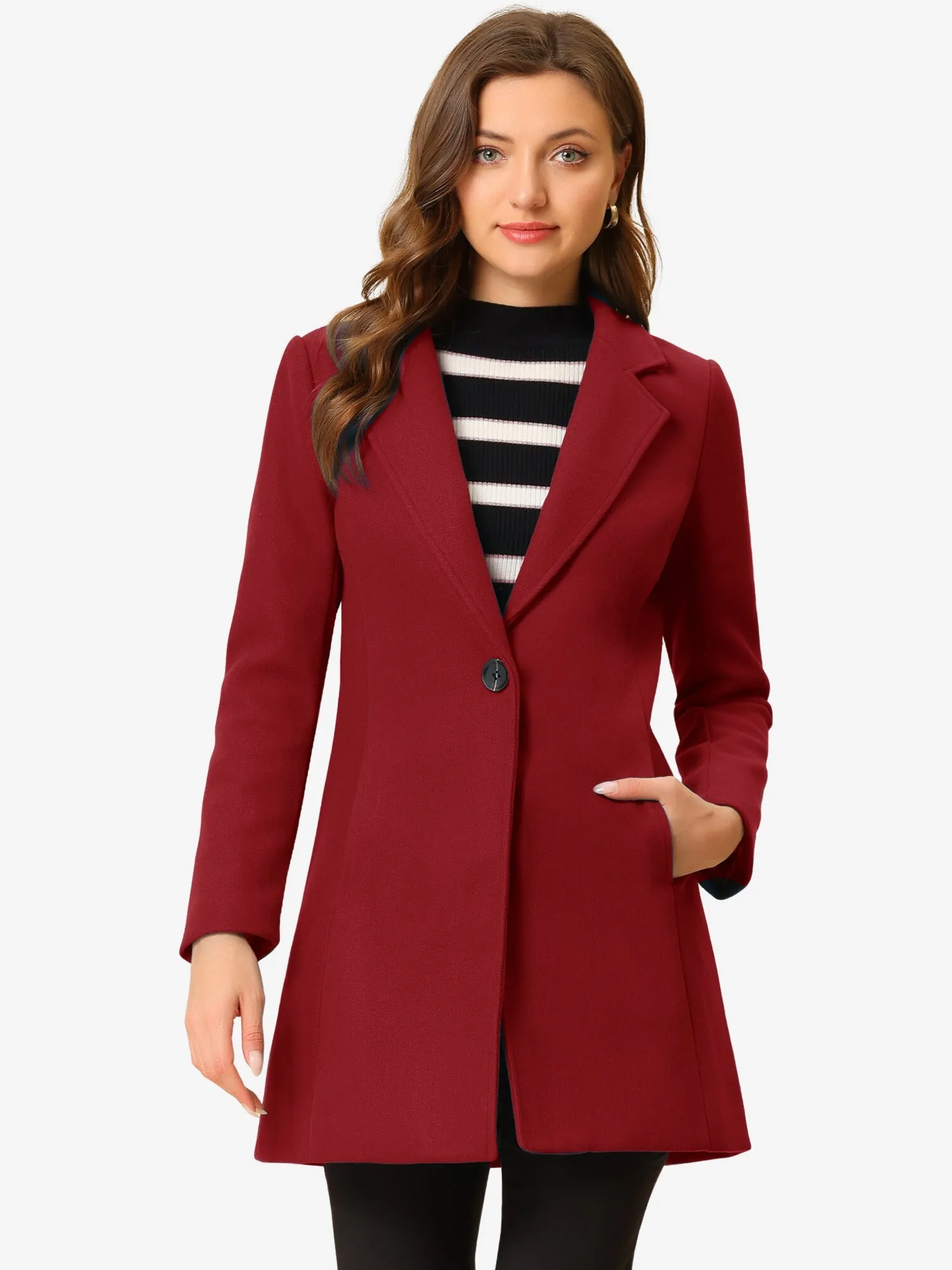 Classic Notched Lapel Long Sleeve Buttoned Coat