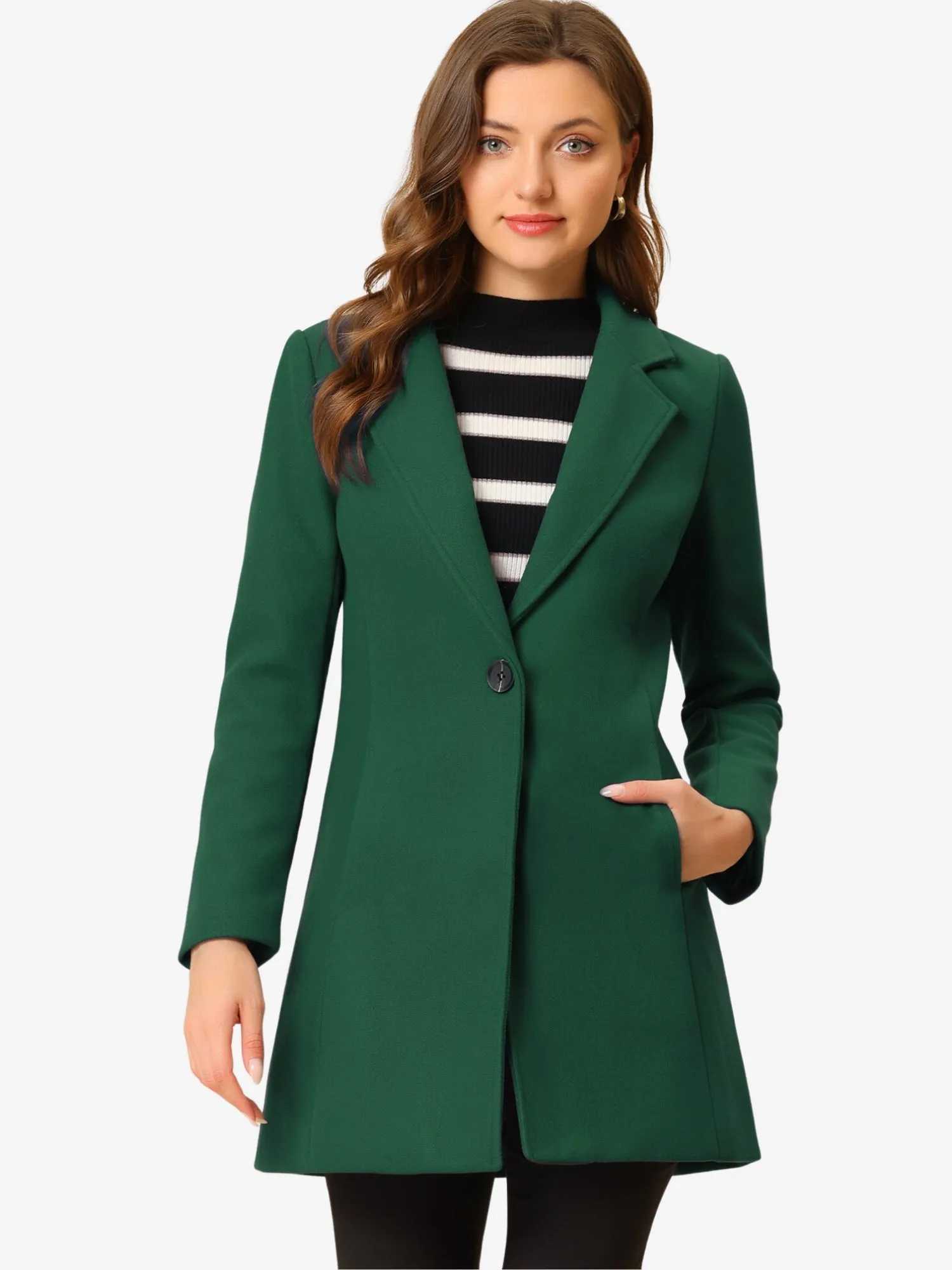 Classic Notched Lapel Long Sleeve Buttoned Coat