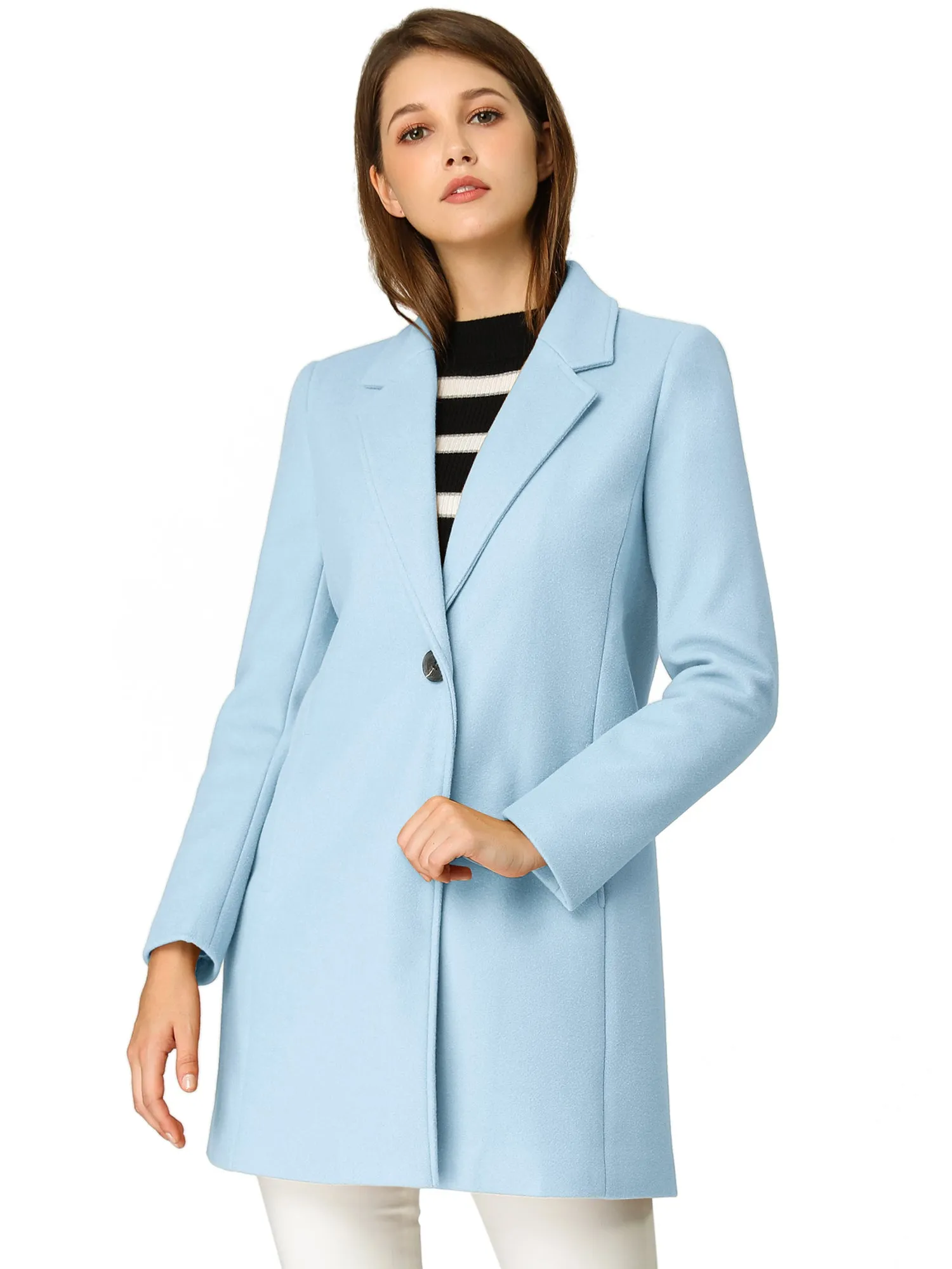 Classic Notched Lapel Long Sleeve Buttoned Coat