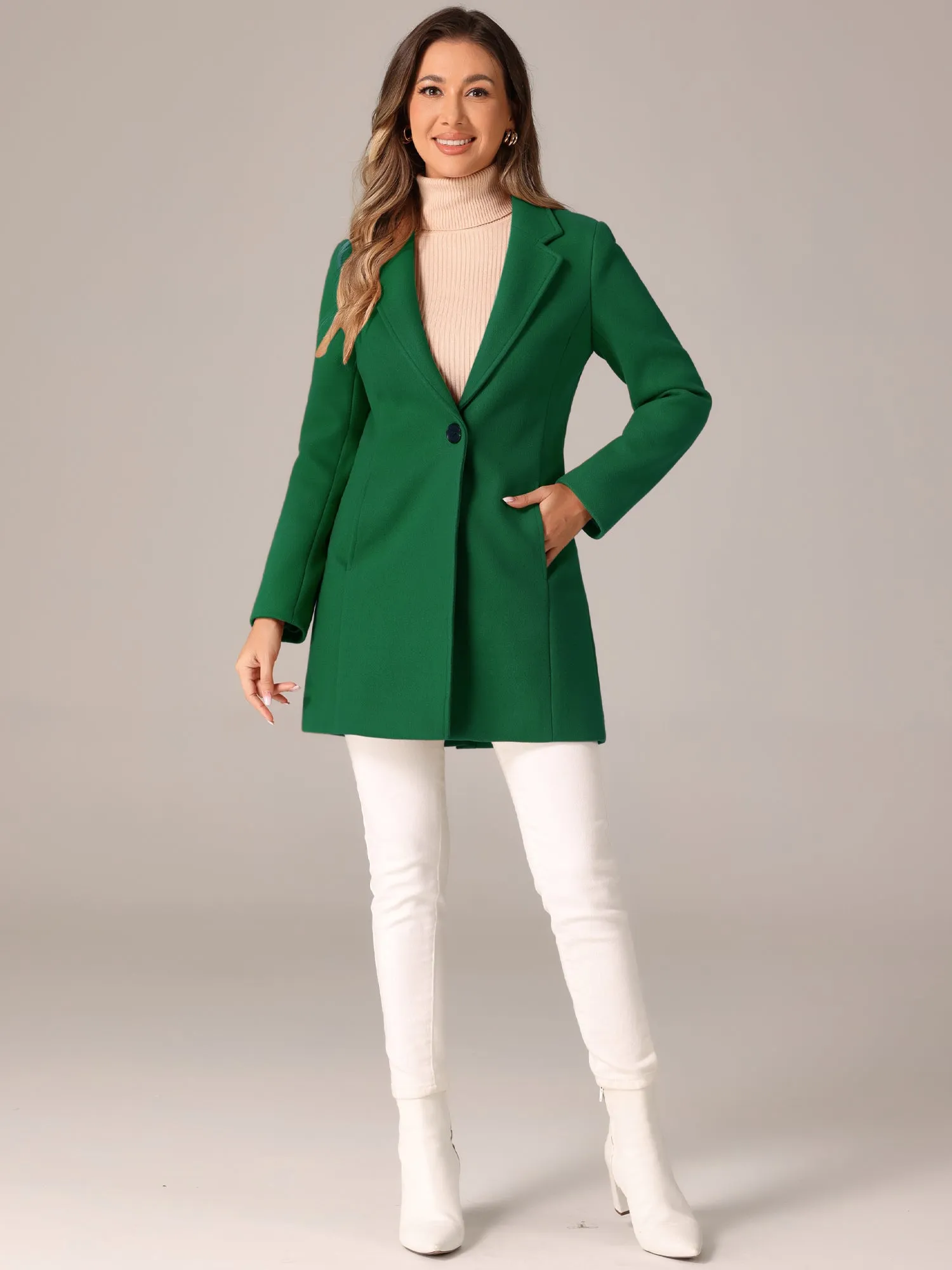 Classic Notched Lapel Long Sleeve Buttoned Coat