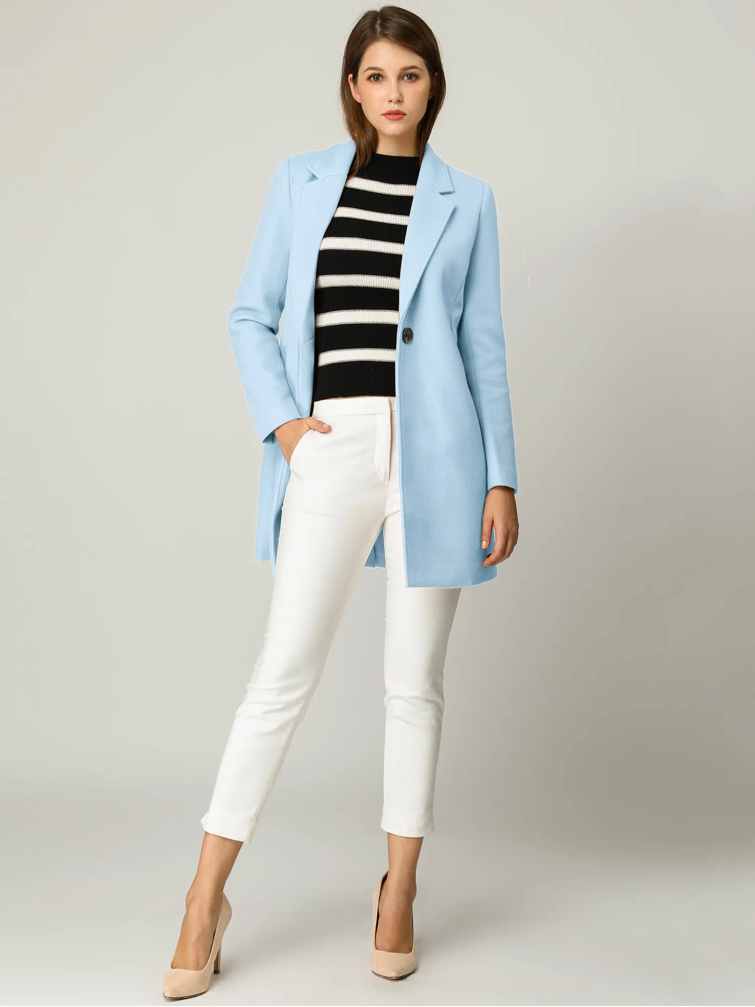 Classic Notched Lapel Long Sleeve Buttoned Coat