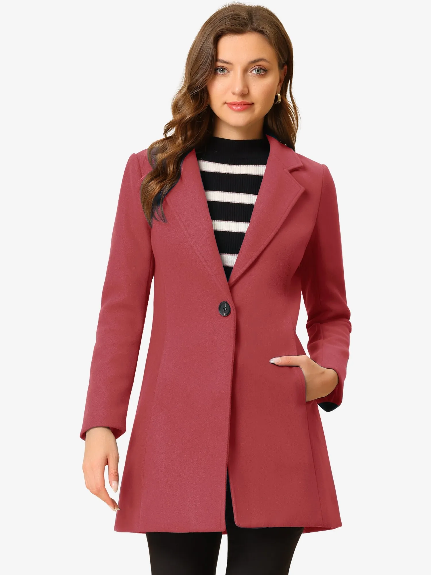 Classic Notched Lapel Long Sleeve Buttoned Coat