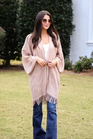 Cozy Inclination Beige Fringe Shawl - DOORBUSTER