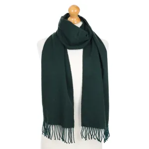 Dark Khaki Green Fringed Cashmere Woven Scarf