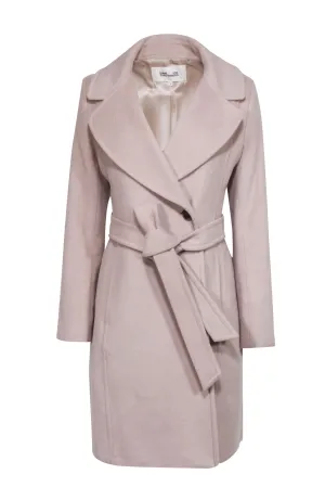 Diane von Furstenberg - Beige Longline Belted Wool Blend Coat Sz 6