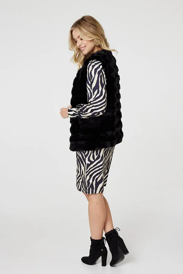 Faux Fur Open Front Longline Gilet