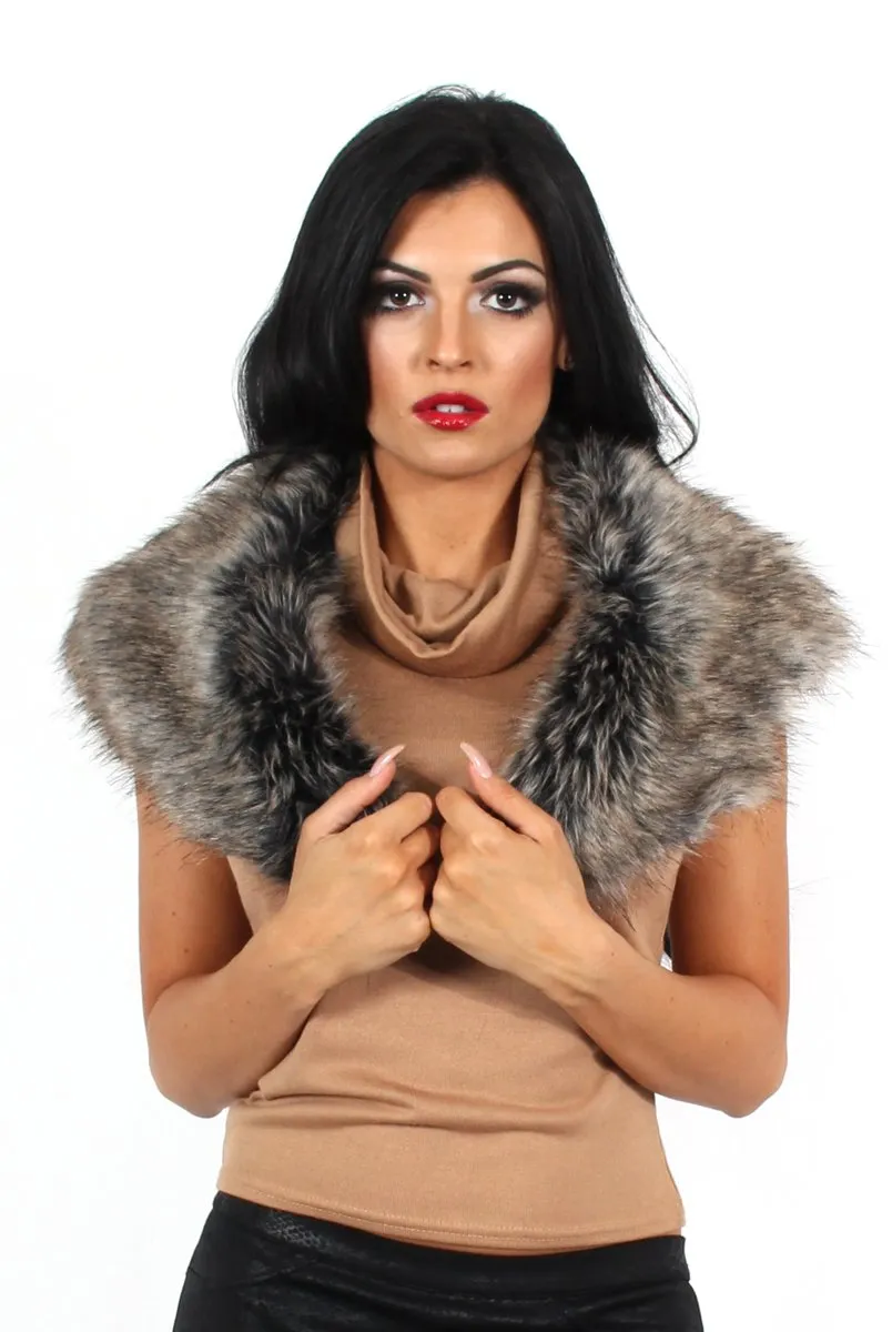 Fiona Grey Faux Fur Collar