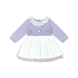 Floral Embroidered Knit Tutu Dress - Lilac Heather