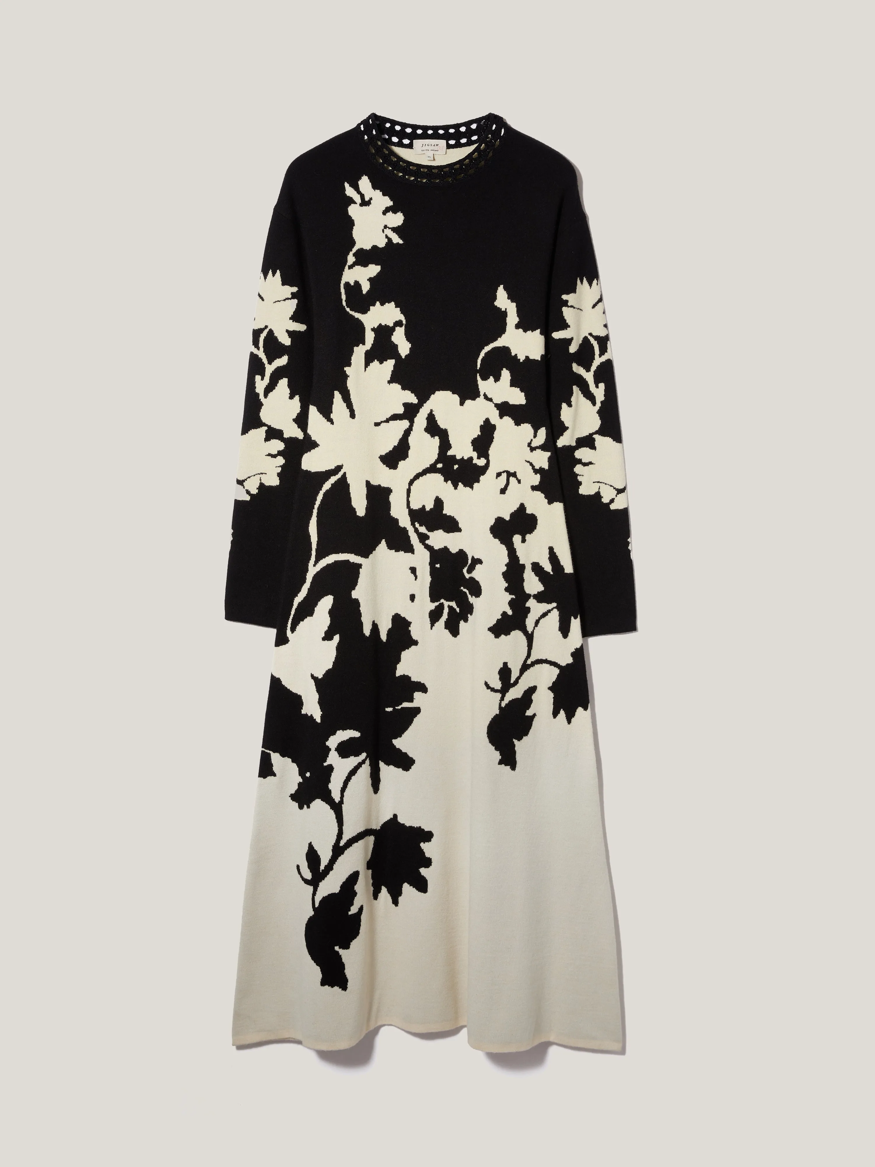 Floral Jacquard Knitted Dress | Monochrome