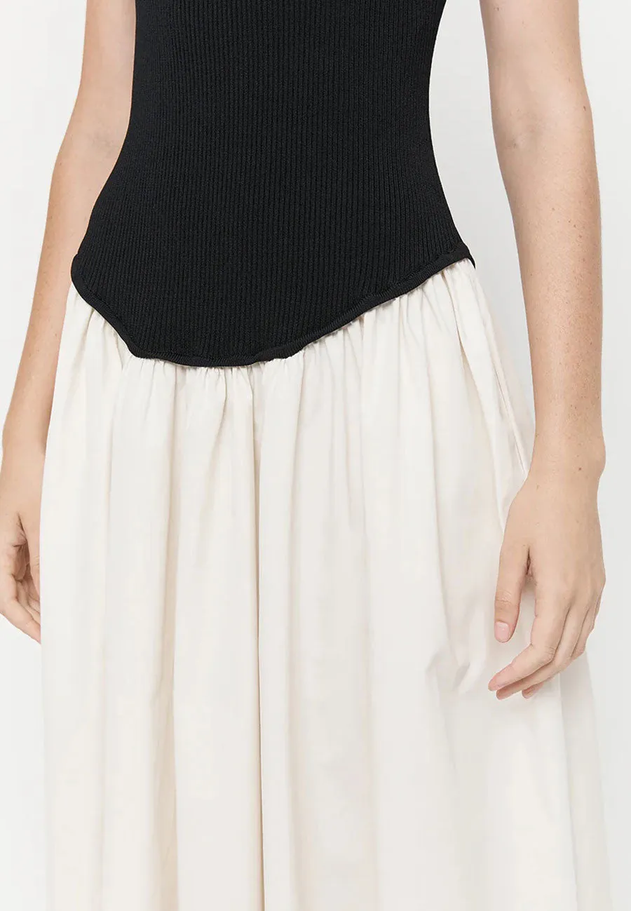 Friend of Audrey Olga Contrast Knit Full Dress Black White