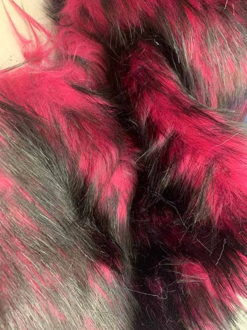 Fuchsia Husky Faux Fur Fabric - Shaggy Fur Luxury Fabric