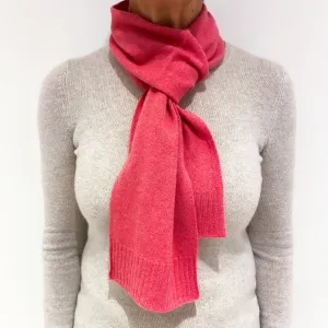 Fuchsia Pink Cashmere Knitted Skinny Scarf