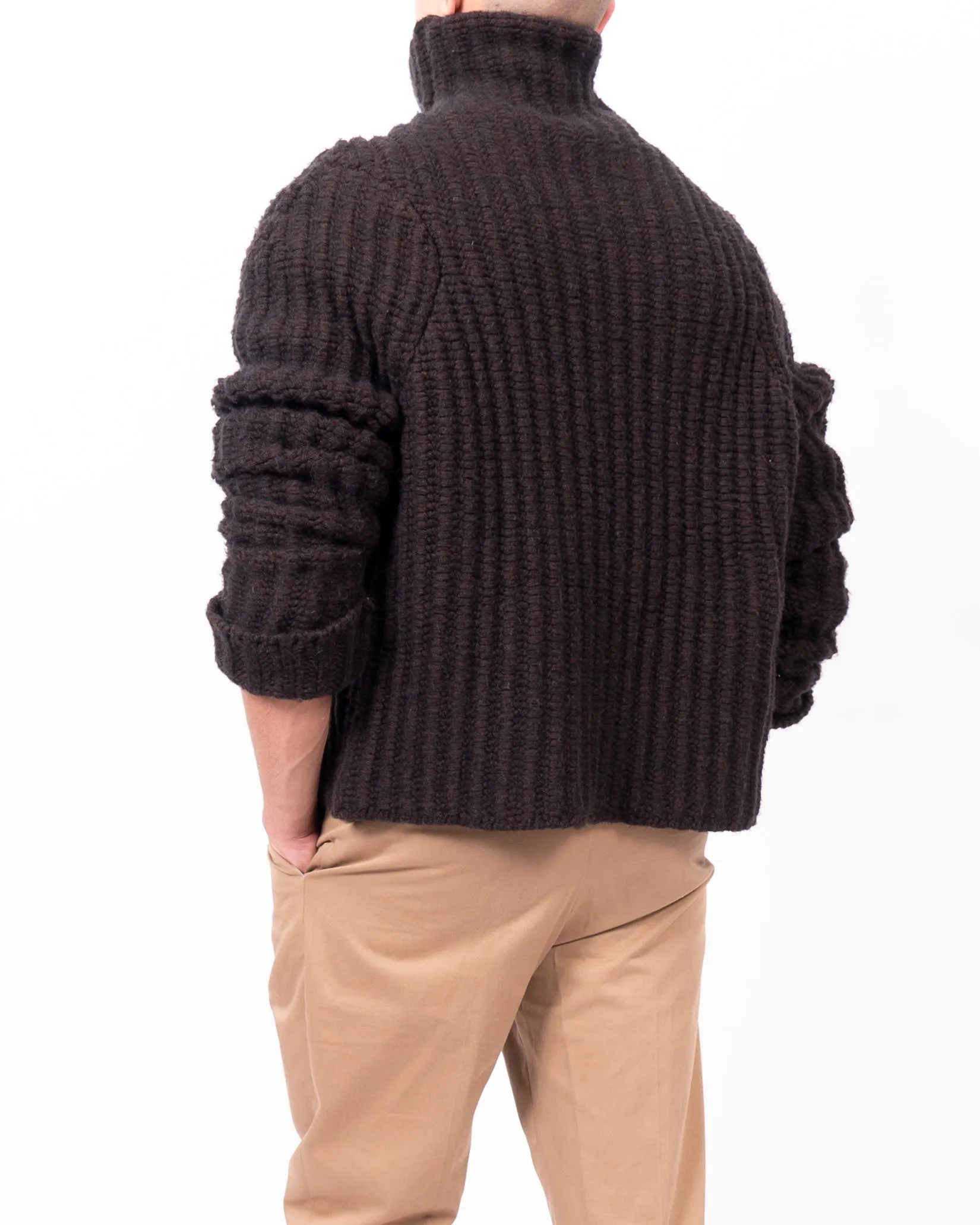 FW14 Chunky Knit Turtle Neck in Brown Wool