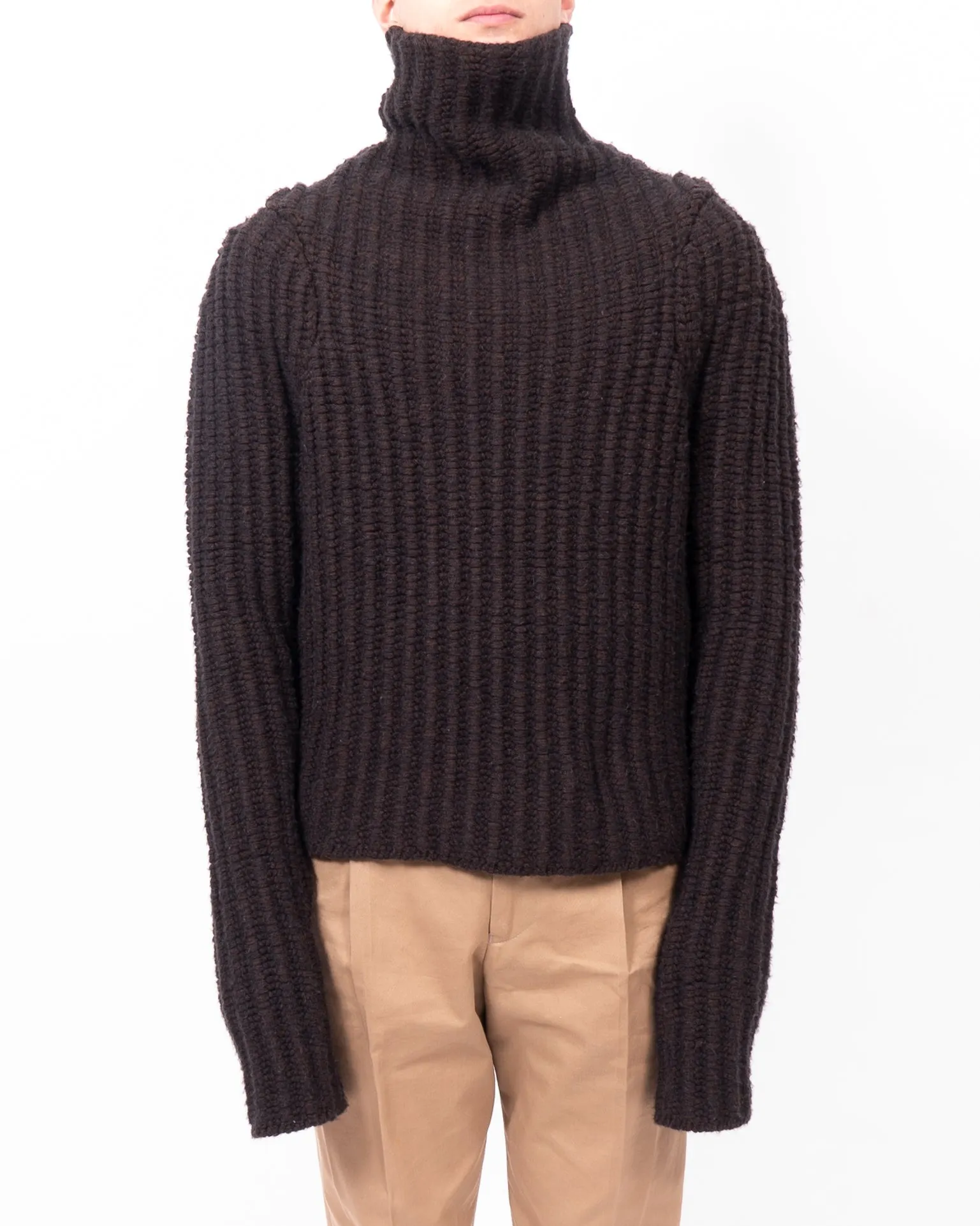 FW14 Chunky Knit Turtle Neck in Brown Wool