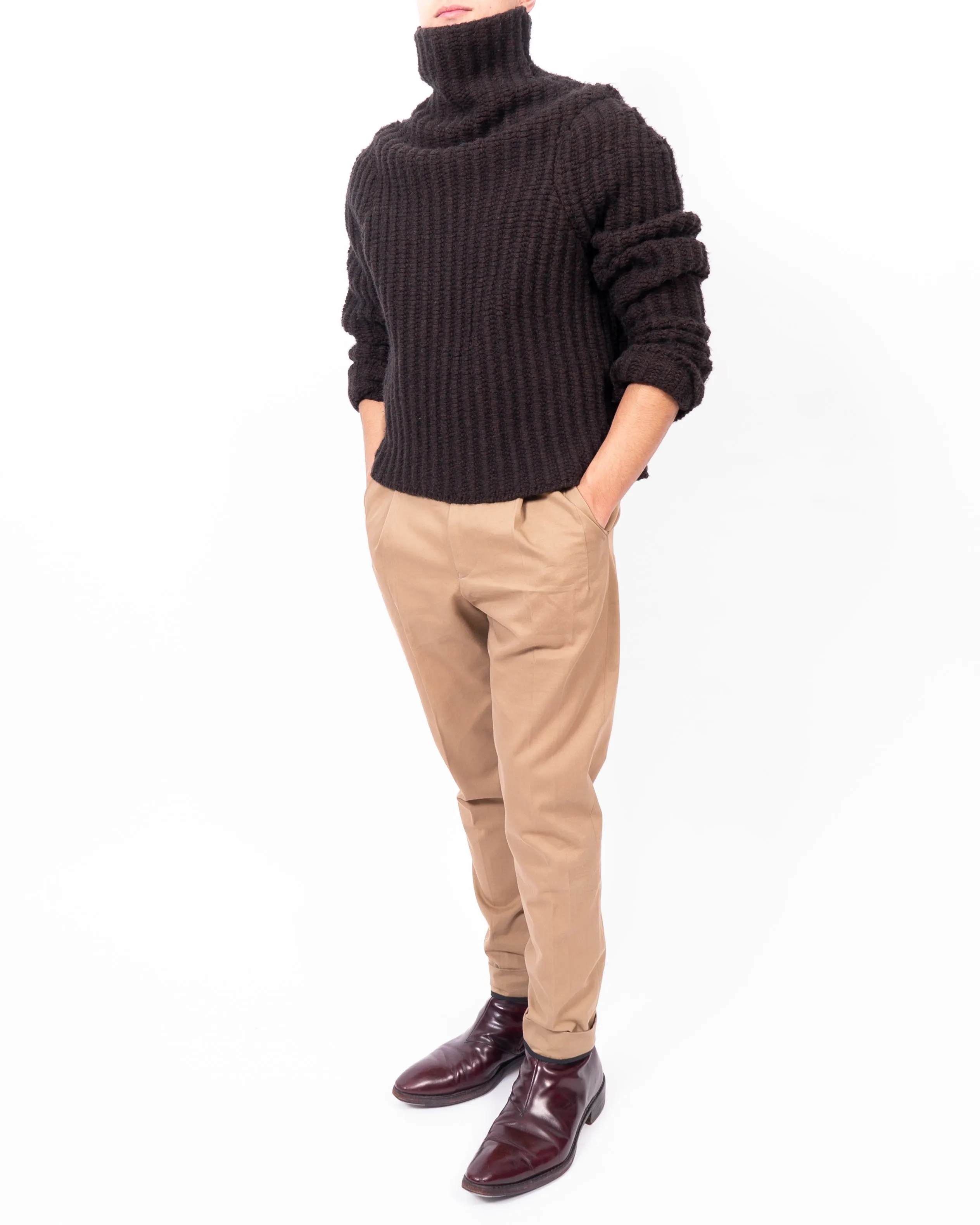 FW14 Chunky Knit Turtle Neck in Brown Wool