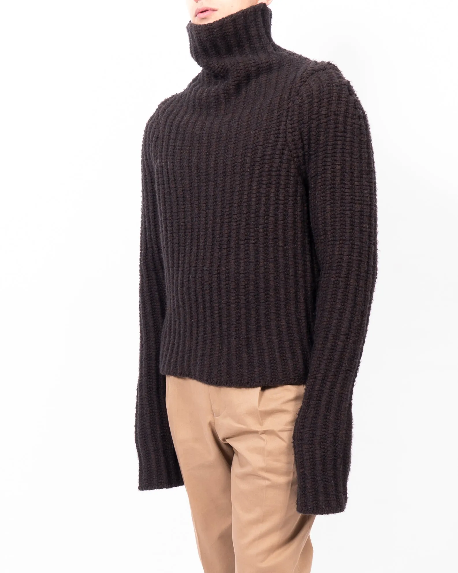 FW14 Chunky Knit Turtle Neck in Brown Wool