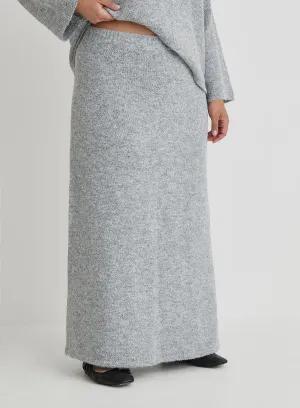 Grey Plus Size Knitted Maxi Skirt- Cadence