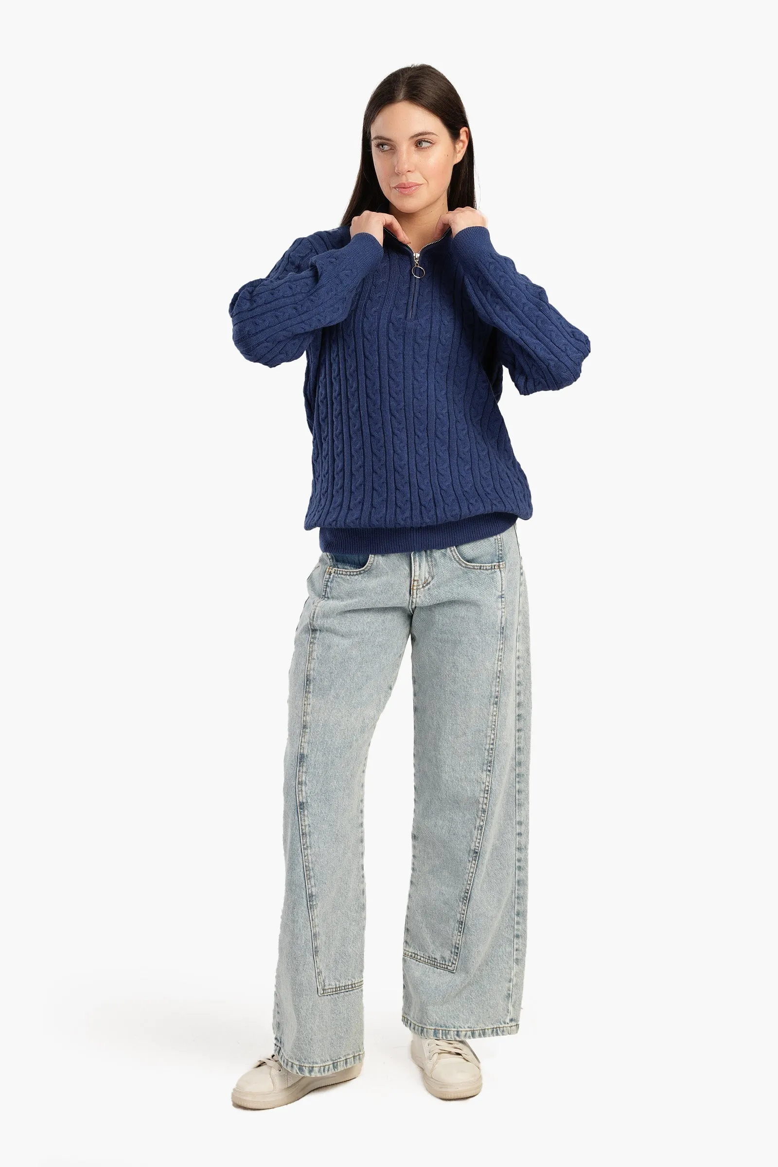 Half Stand-Up Collar Lounge Pullover