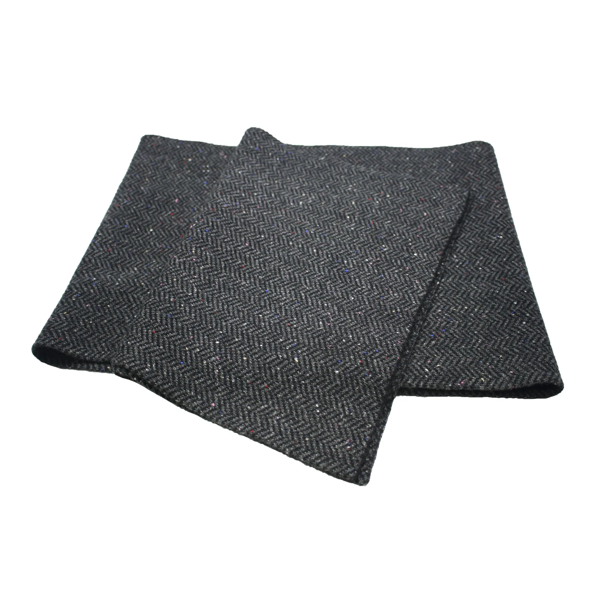 Herringbone donegal knitted Cashmere Scarf Kembla Grey Blue