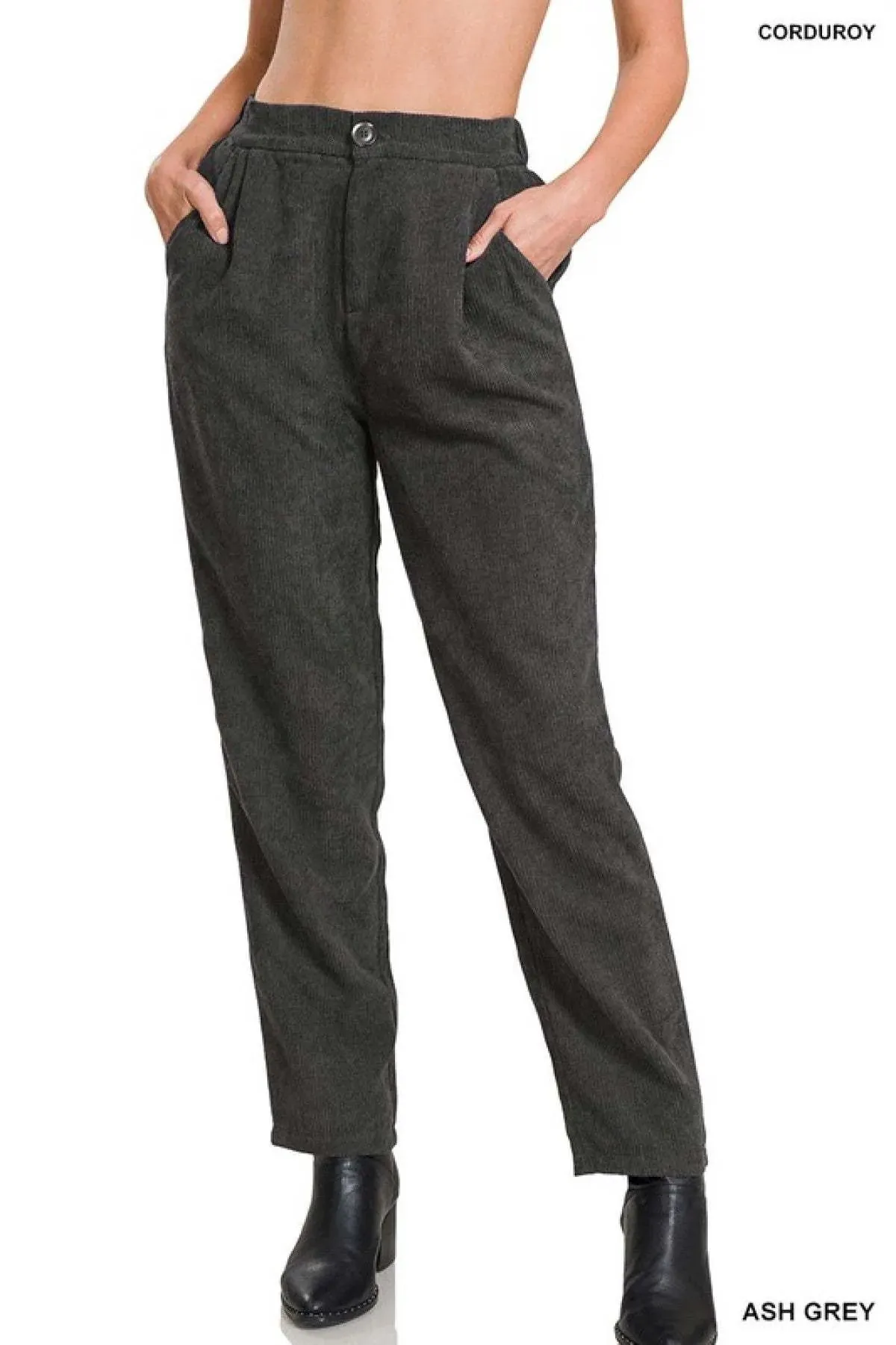 High Rise Corduroy Pants with Pockets