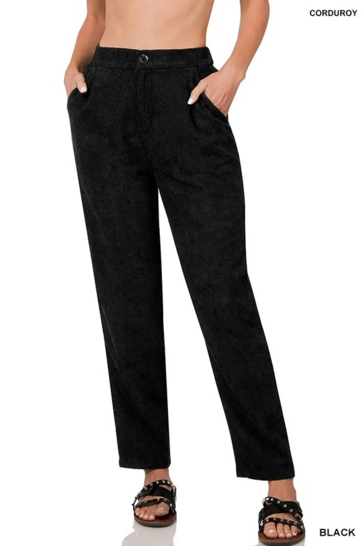 High Rise Corduroy Pants with Pockets