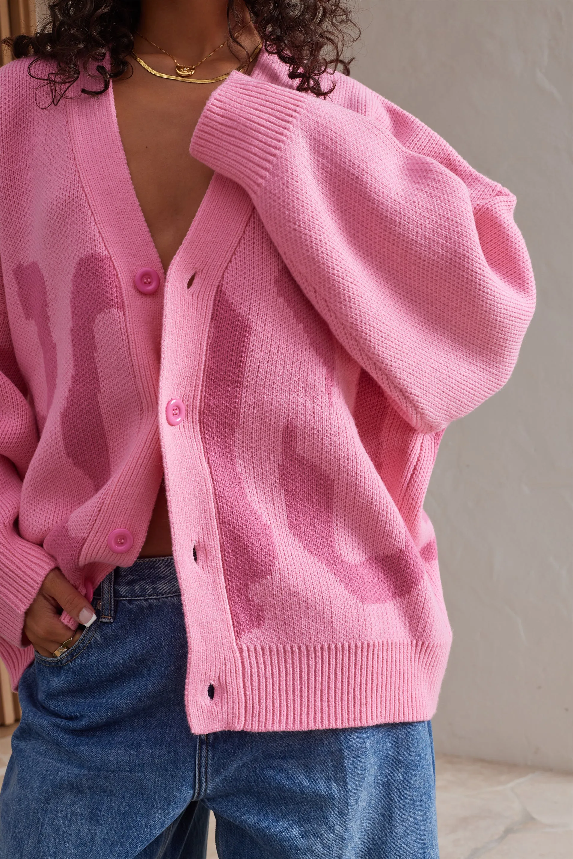 JACQUARD CARDIGAN | PINK