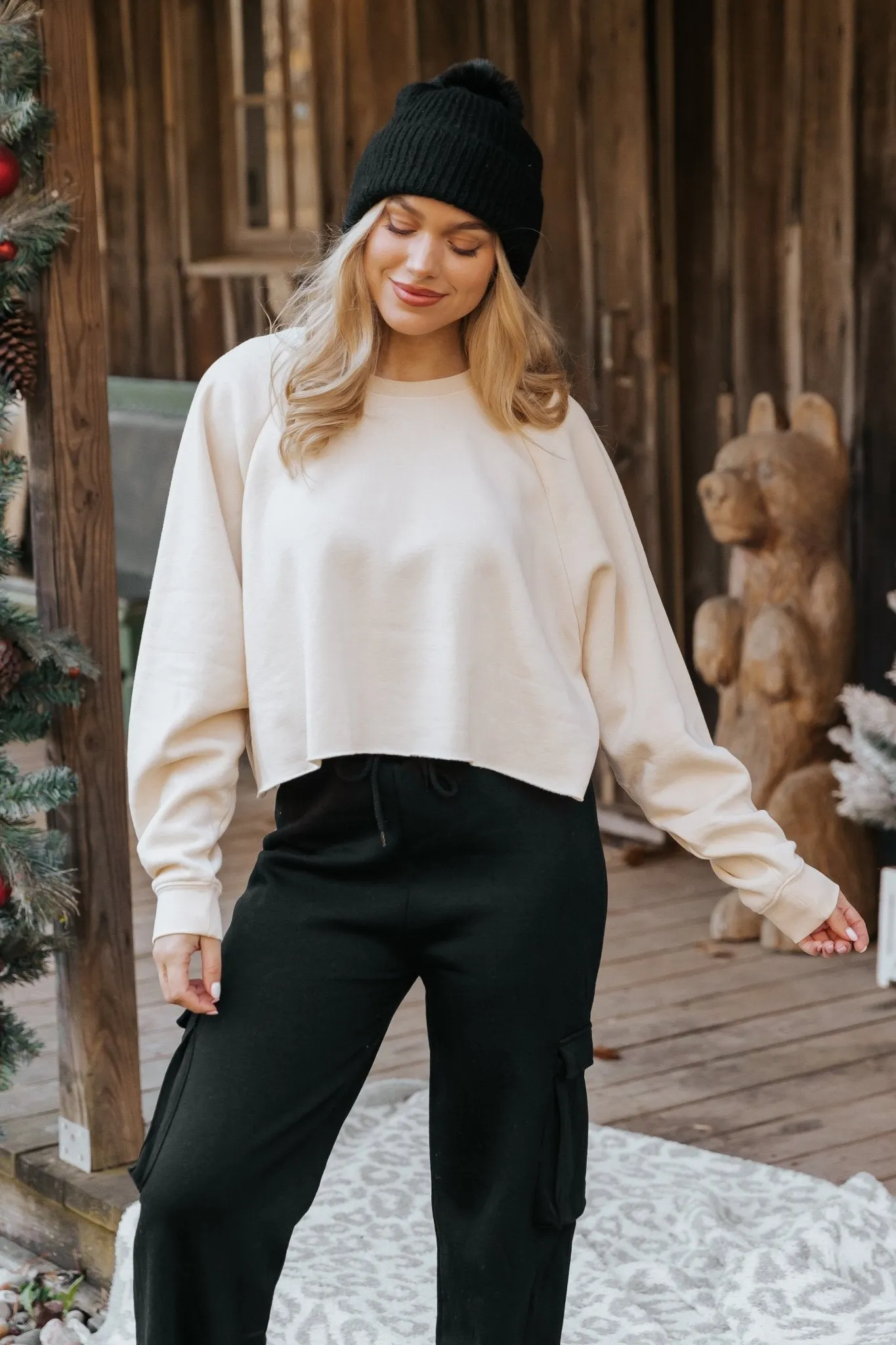 Jenna Cream Fleece Sweatshirt - DOORBUSTER