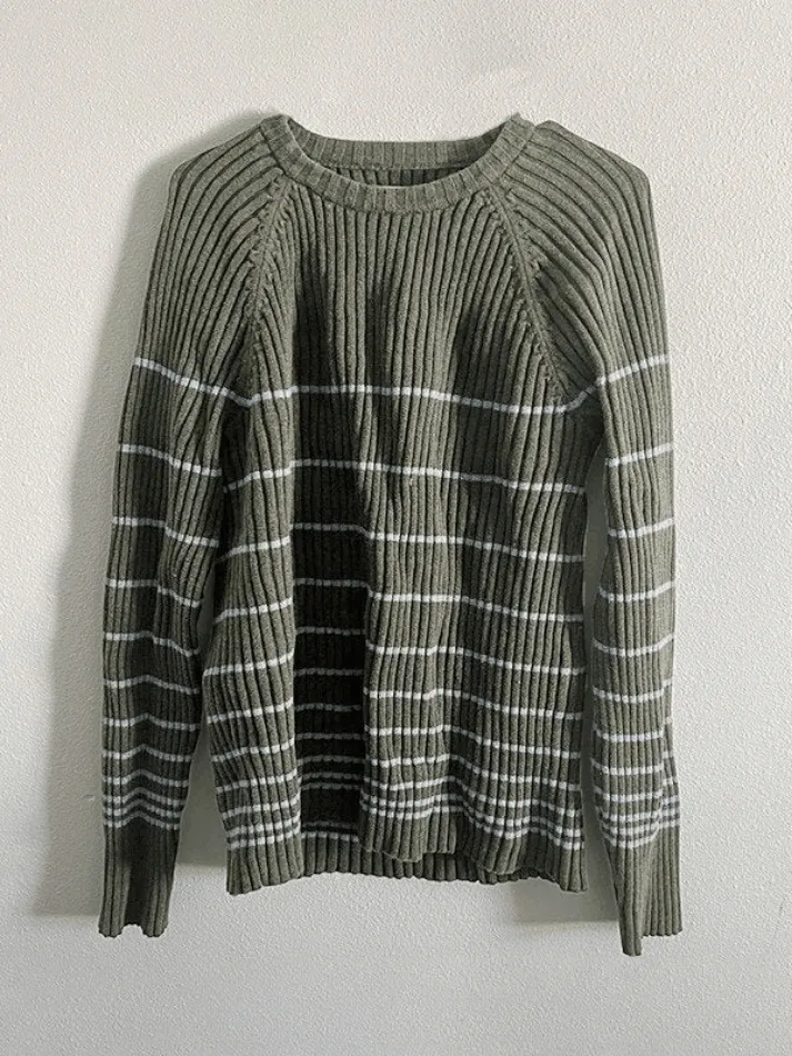 Joskaa Striped Ribbed Pullover Knit Sweater