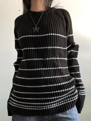 Joskaa Striped Ribbed Pullover Knit Sweater