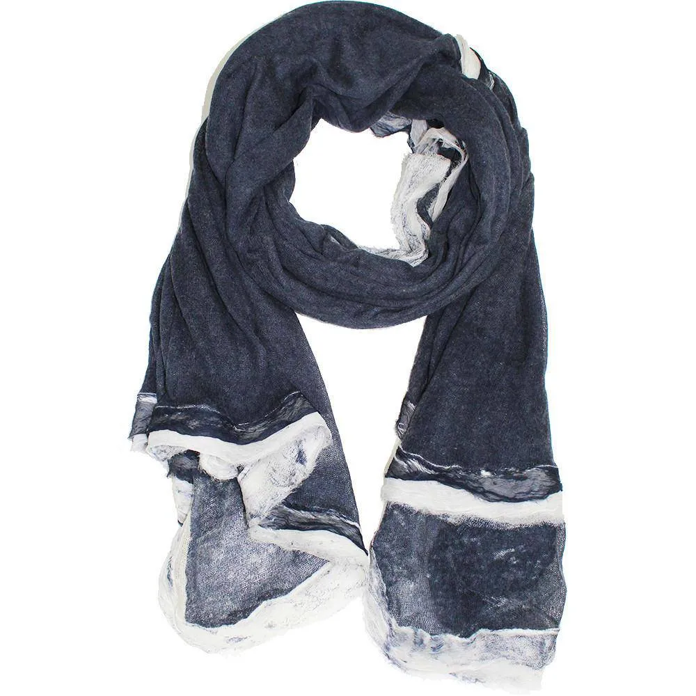 La Fiorentina Knitted Oversized Cashmere Wrap Shawl with Double Trim-Hand Painted