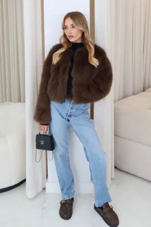 Lauren chocolate faux fur jacket