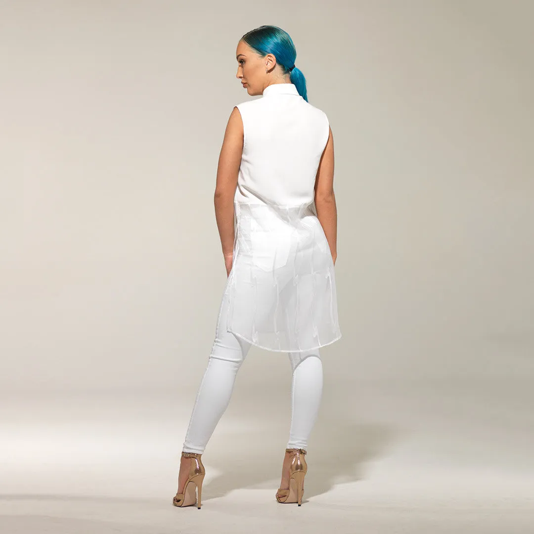 LEXI WHITE SPLIT LONGLINE TUNIC - CT015