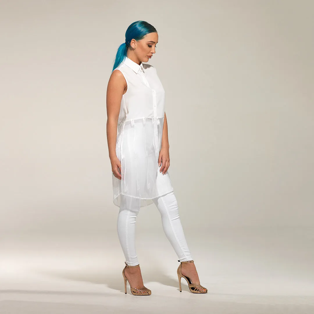 LEXI WHITE SPLIT LONGLINE TUNIC - CT015