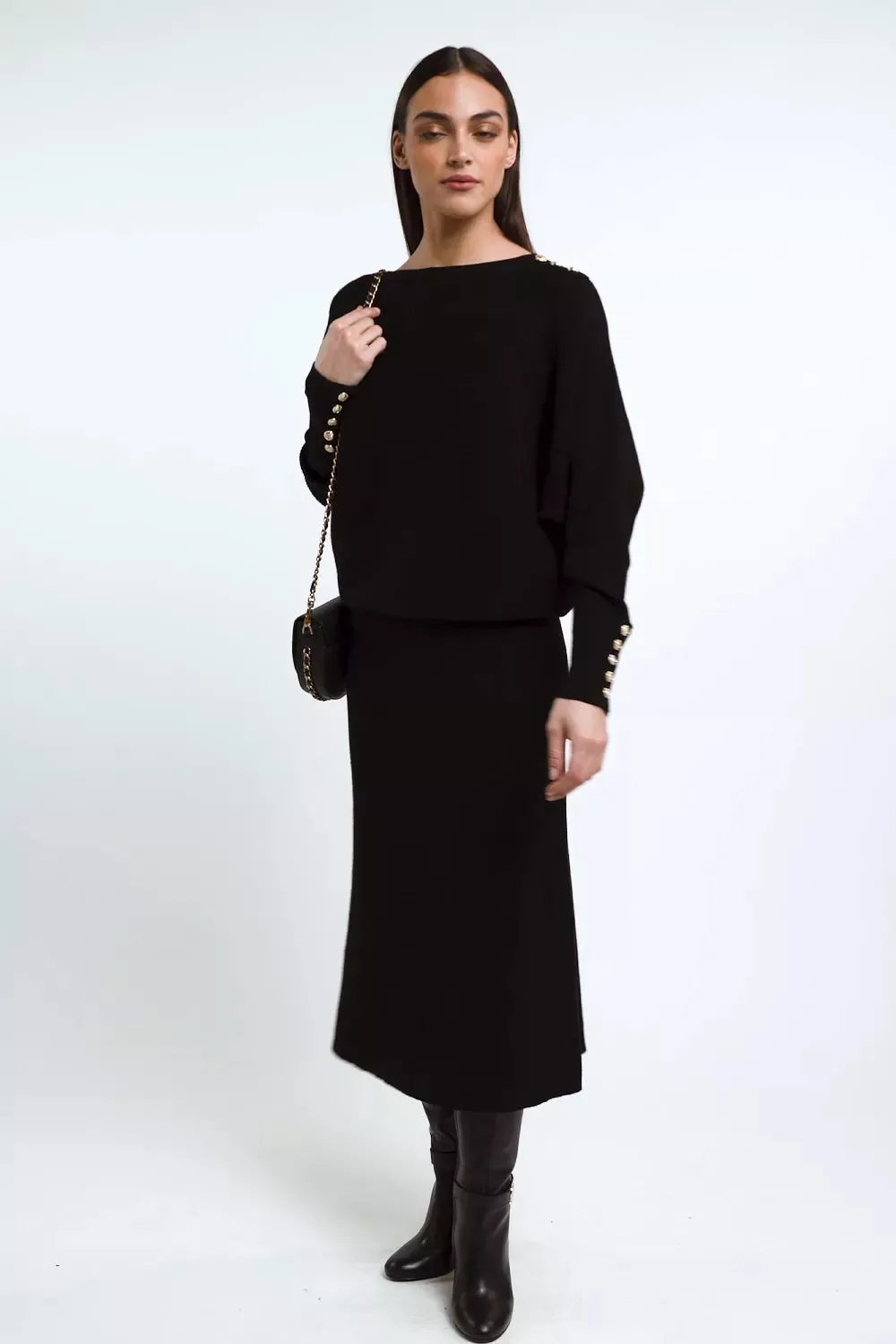 Leyla Knitted Skirt (Black)