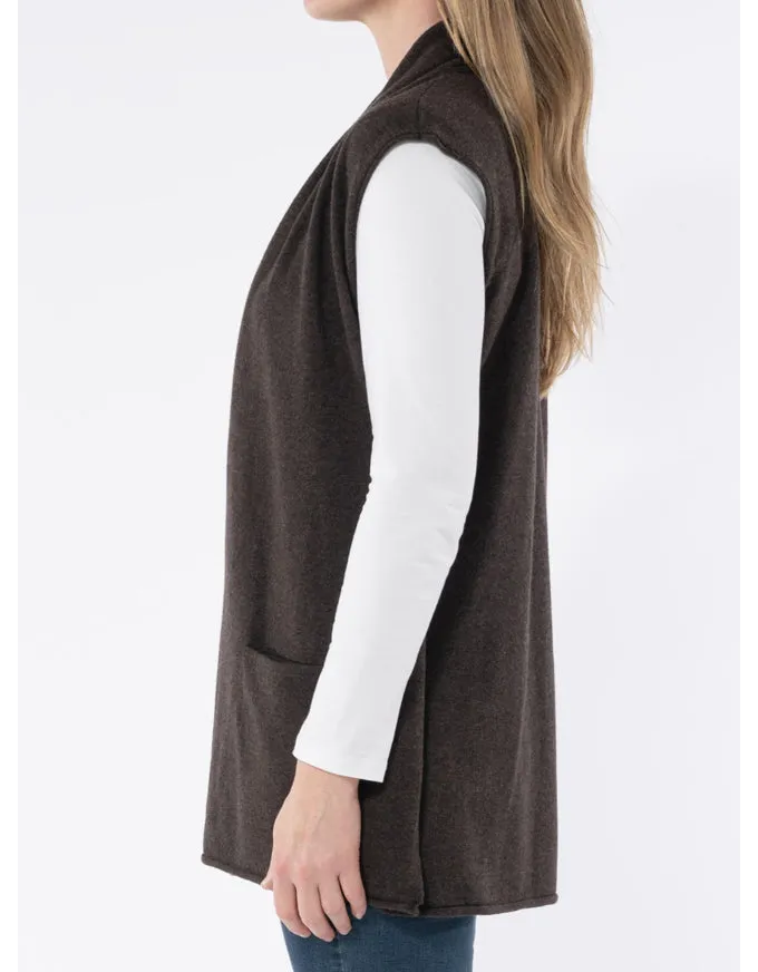 Longline Shawl Vest Cocoa