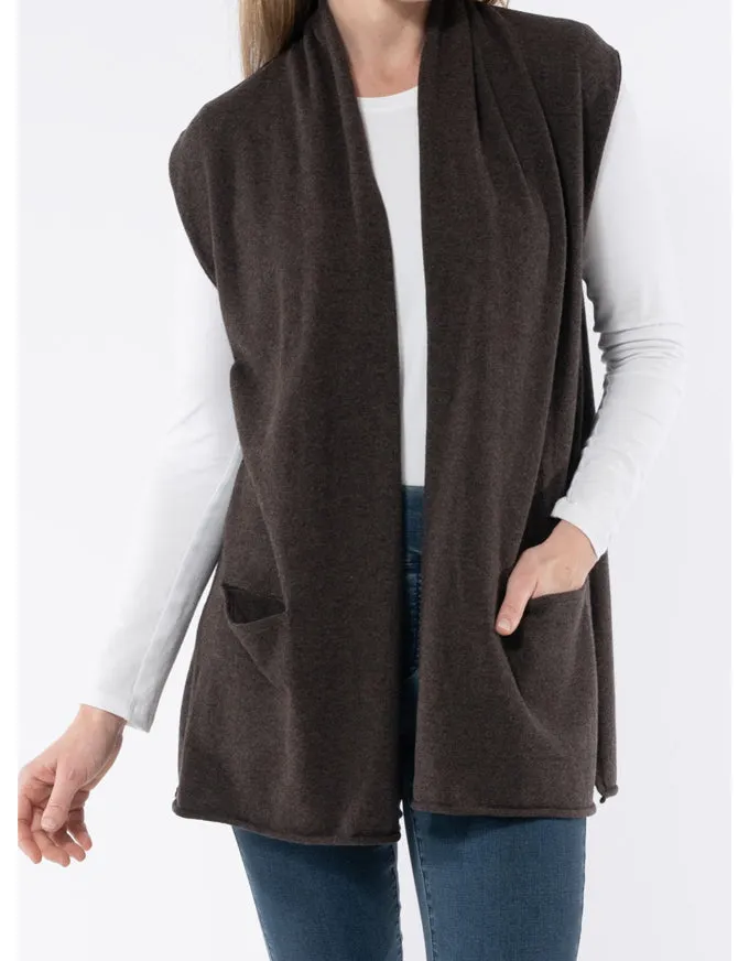 Longline Shawl Vest Cocoa