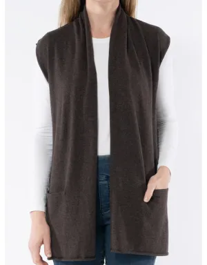 Longline Shawl Vest Cocoa