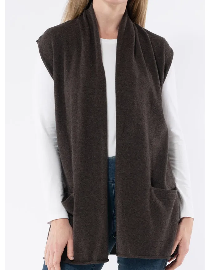 Longline Shawl Vest Cocoa