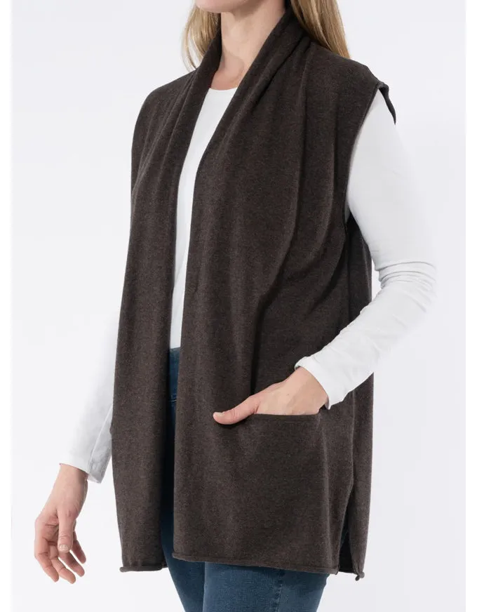 Longline Shawl Vest Cocoa