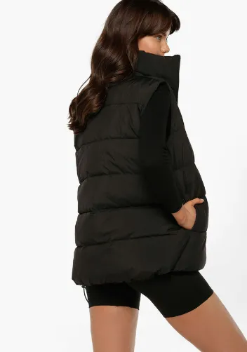 Lorna Jane Longline Puffer Vest - Black