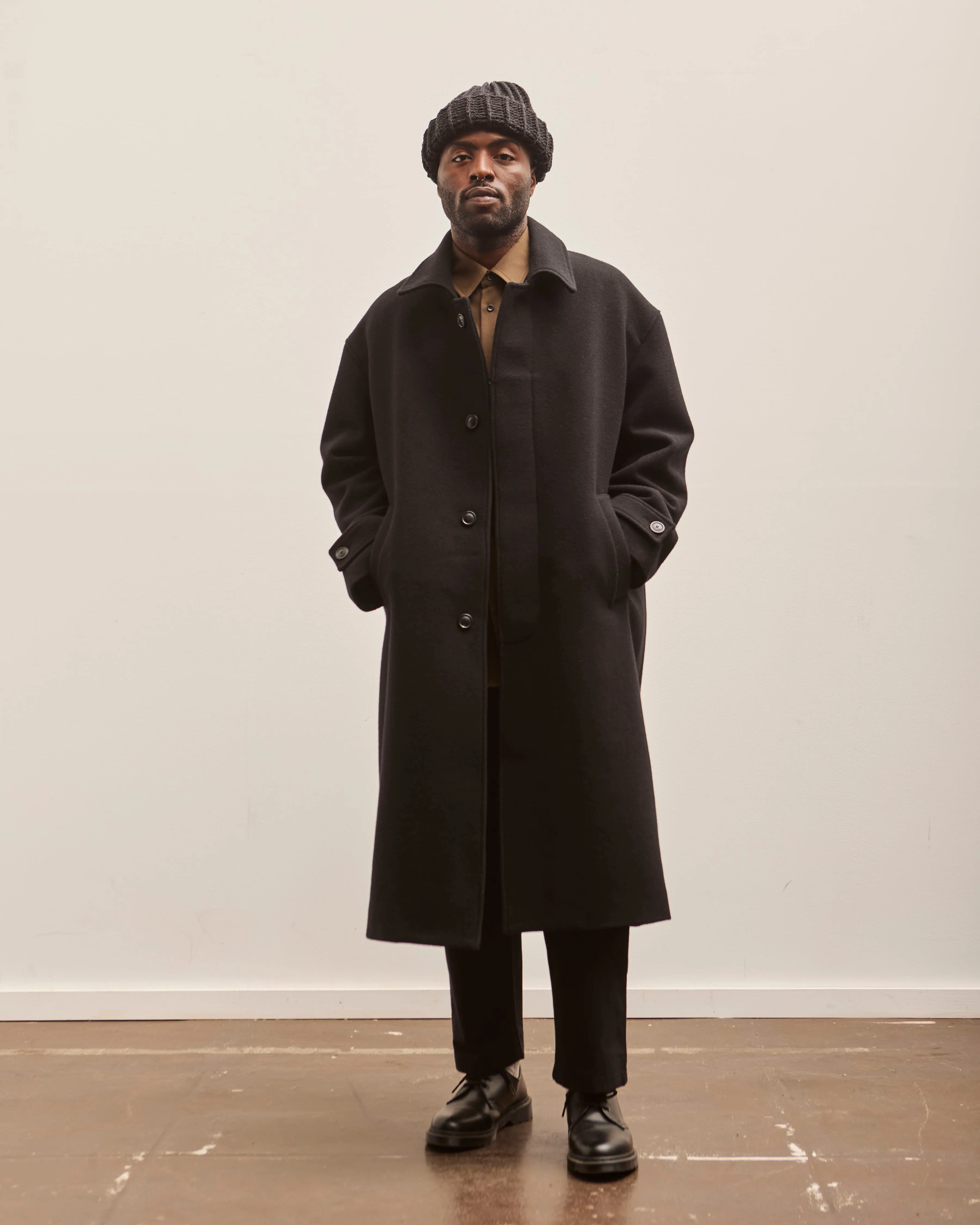 Lownn Wool Overcoat, Black