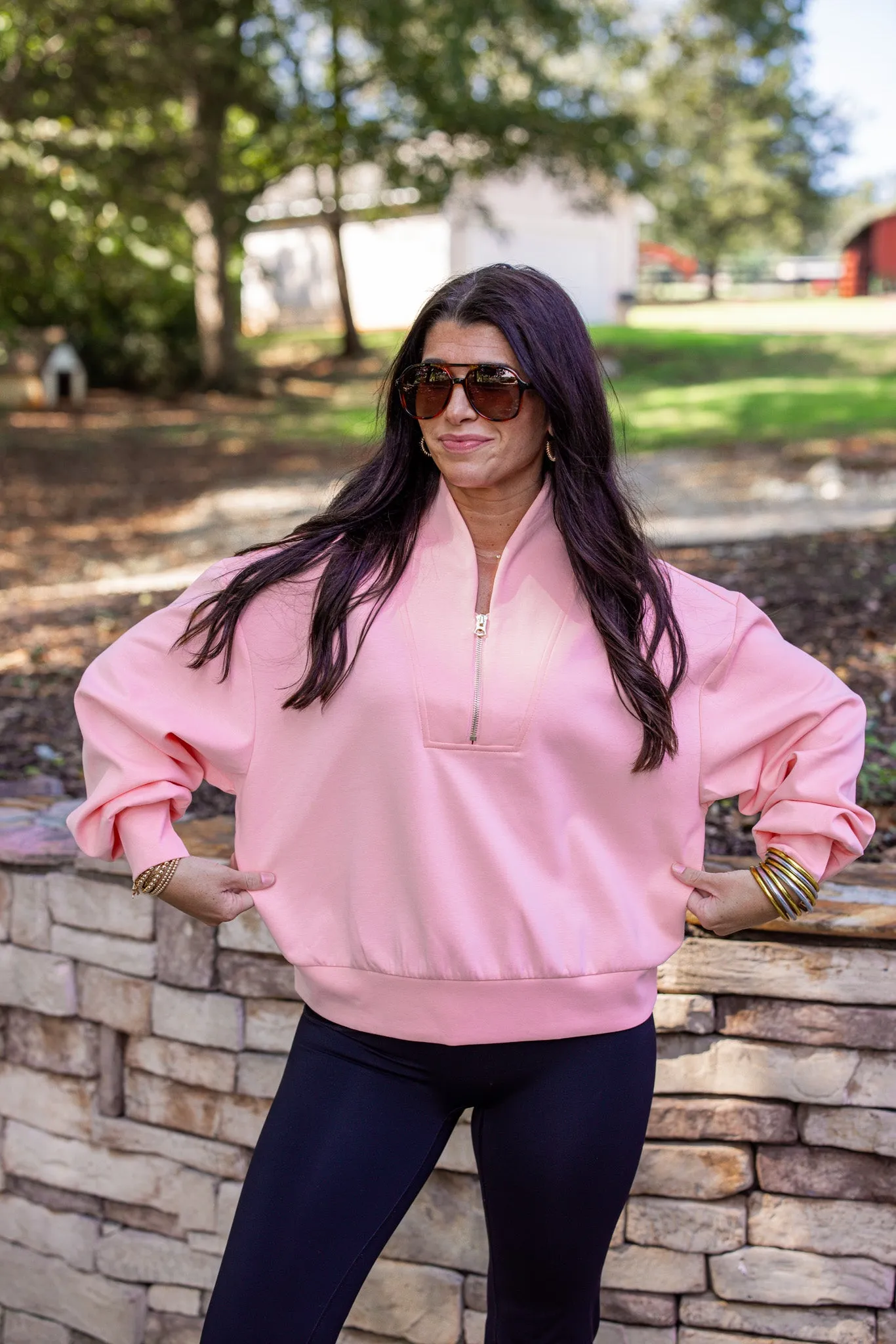 Luxe Knit Pink Zip Pullover