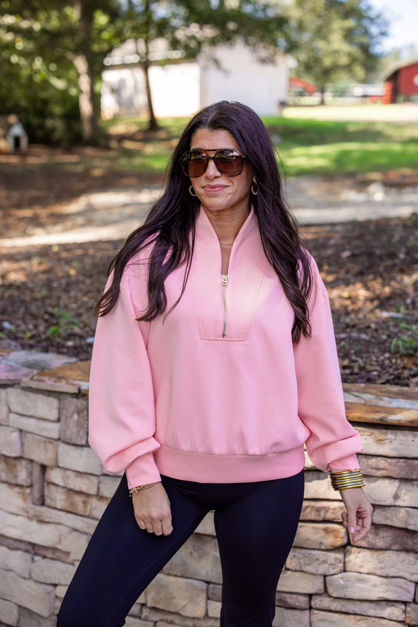 Luxe Knit Pink Zip Pullover