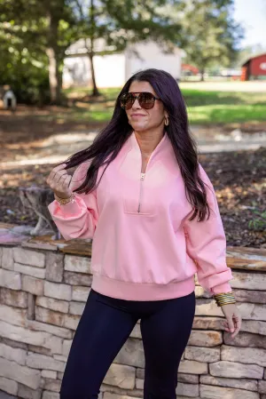 Luxe Knit Pink Zip Pullover