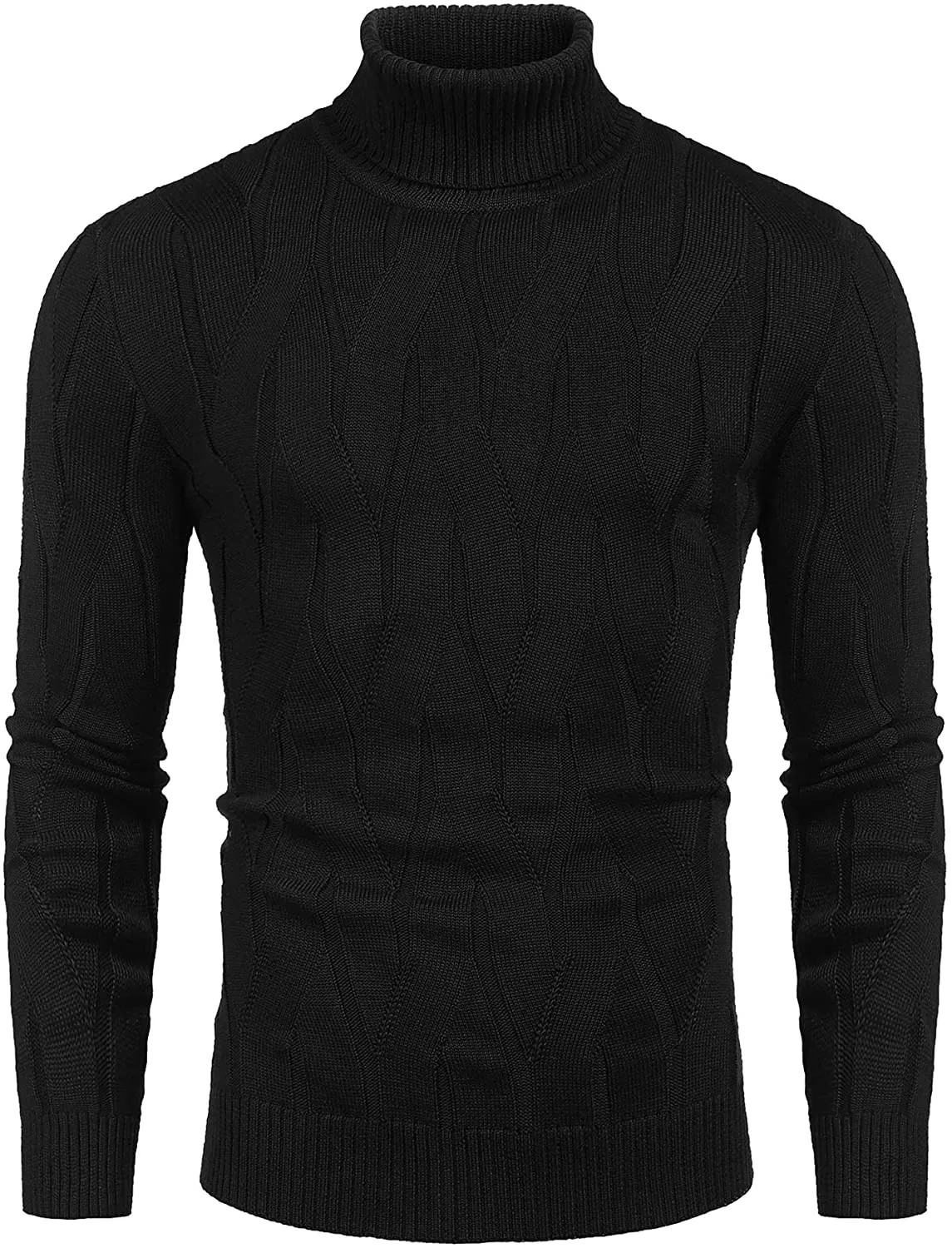 Men's Off White Slim Fit Turtleneck Sweater Casual Knitted Pullover Sweater